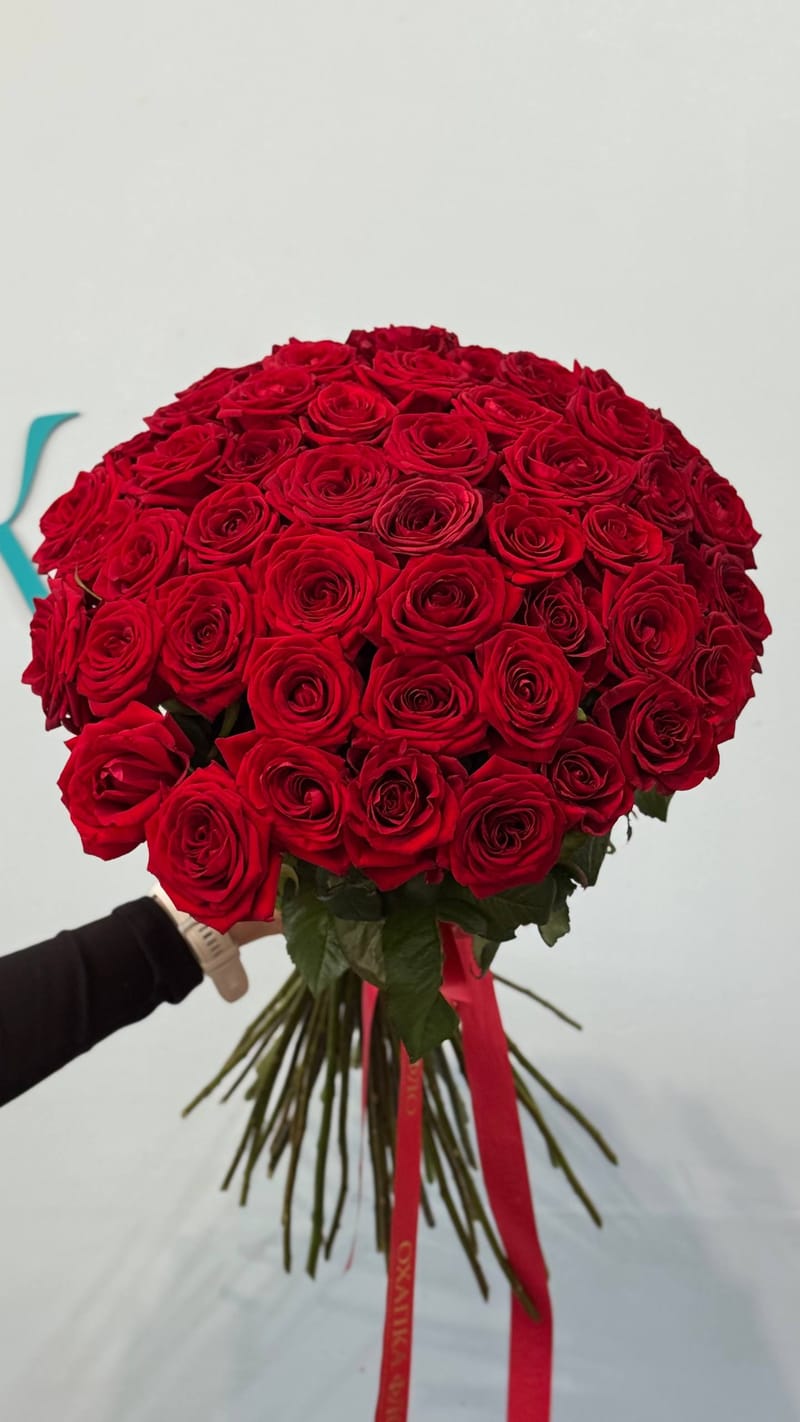 Букет красных роз, 51 шт. 70 см. — фото 3