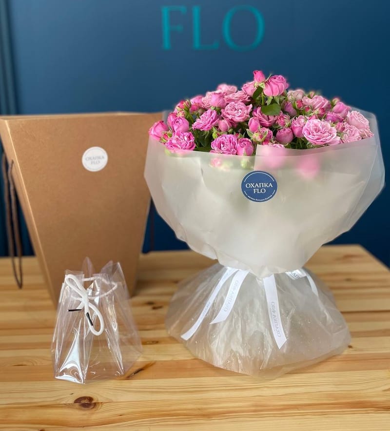 Букет роз ярко-розовых кустовых 15 штук. — фото 3