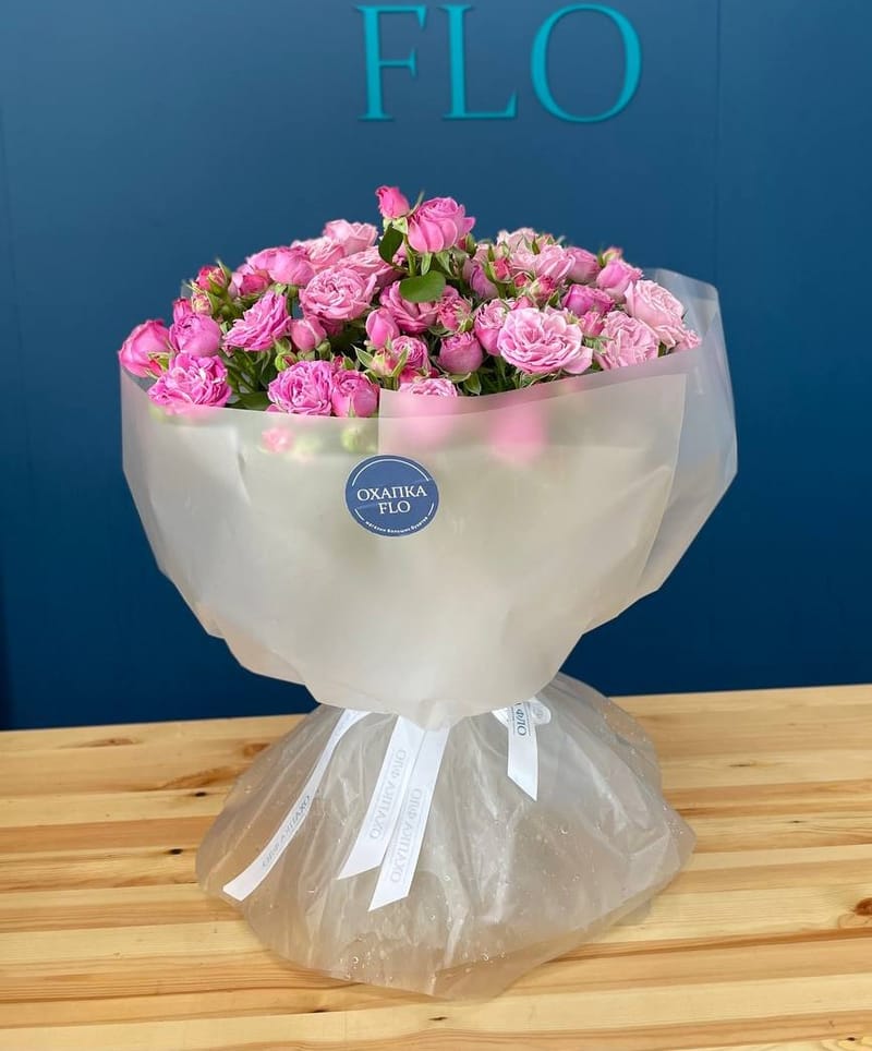 Букет роз ярко-розовых кустовых 15 штук. — фото 4