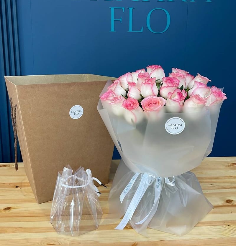 Букет роз нежно-розовой 31 штук, 50см — фото 3