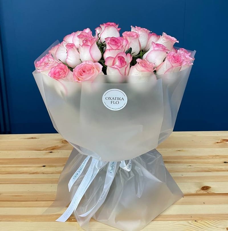 Букет роз нежно-розовой 31 штук, 50см — фото 4