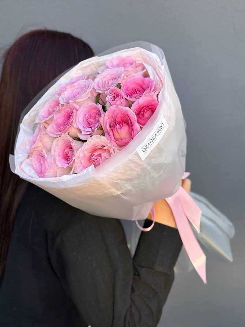 Букет розовых роз 15 шт. 50 см. "Нежность" — фото 2