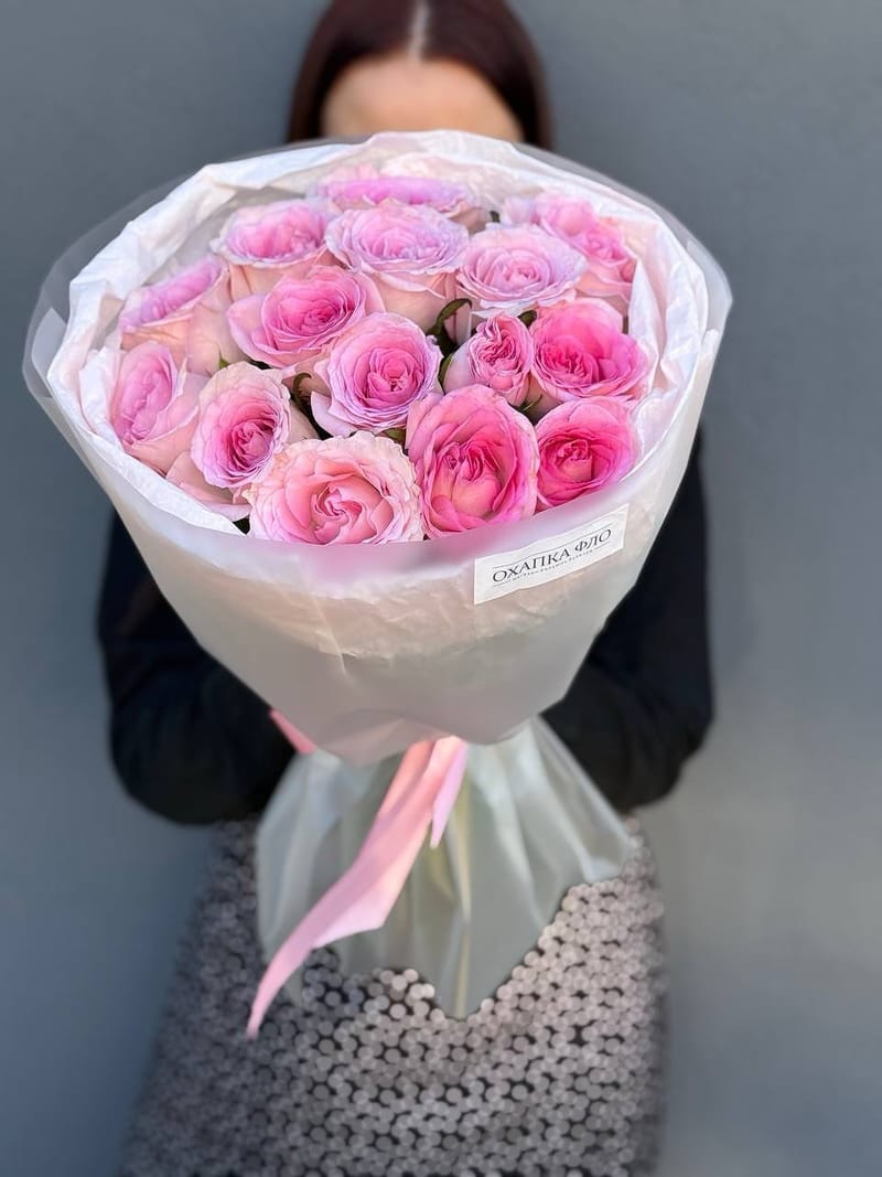 Букет розовых роз 15 шт. 50 см. "Нежность" — фото 6