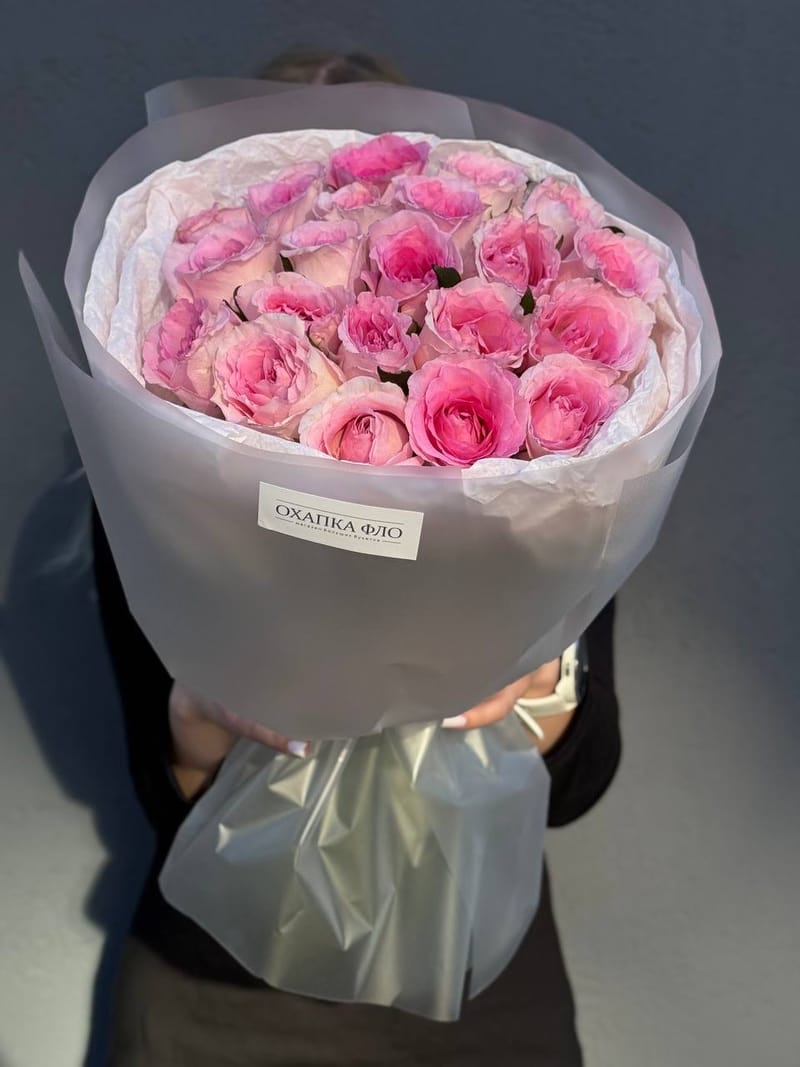 Букет розовых роз 21 шт. 50 см. "Нежность" — фото 2