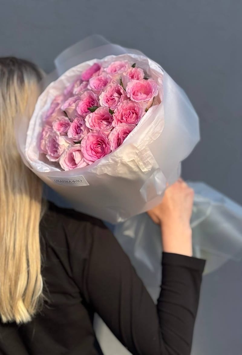 Букет розовых роз 21 шт. 50 см. "Нежность" — фото 3