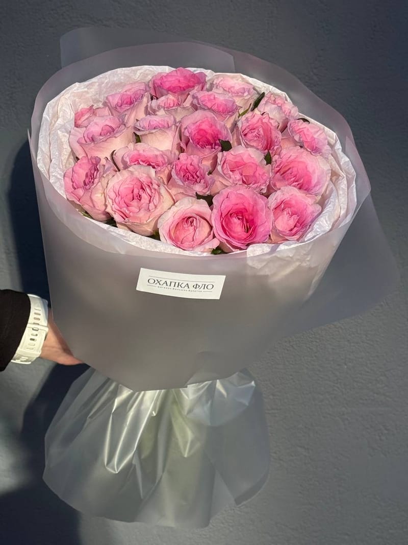 Букет розовых роз 21 шт. 50 см. "Нежность" — фото 4