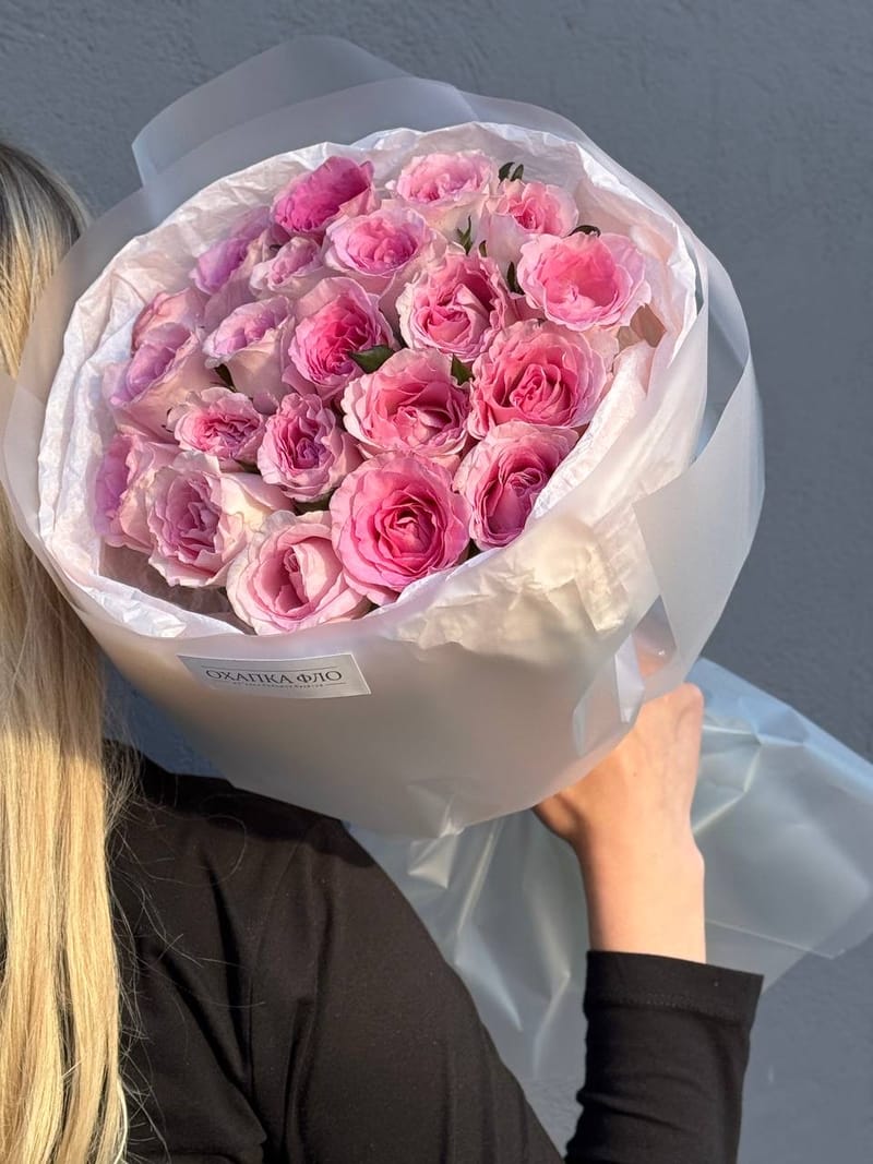 Букет розовых роз 21 шт. 50 см. "Нежность" — фото 8