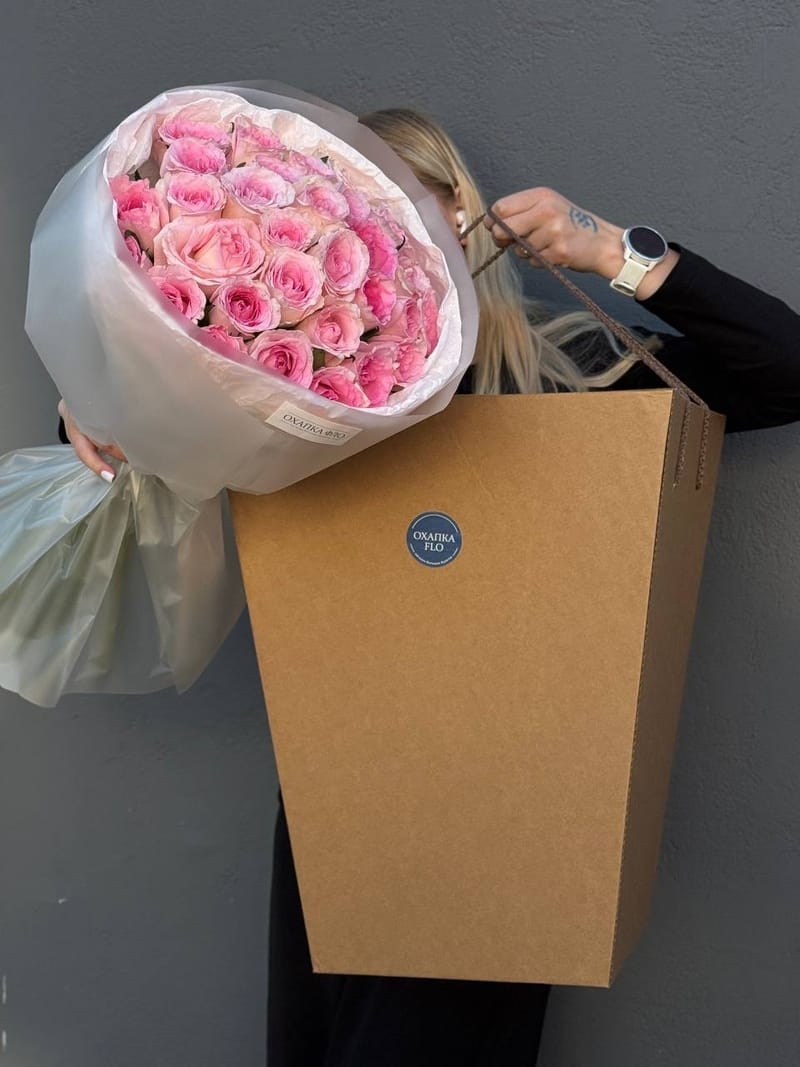 Букет розовых роз 41 шт. 50 "Нежность" — фото 8
