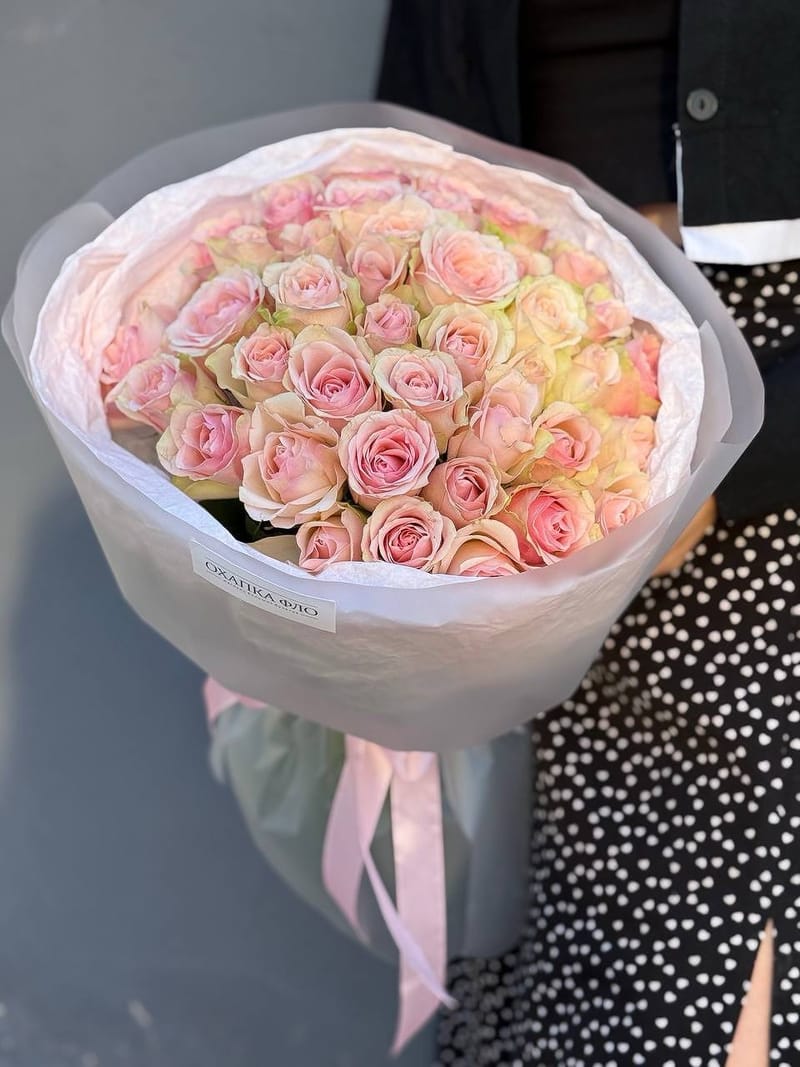 Букет розовых роз." 41 штук", 50см