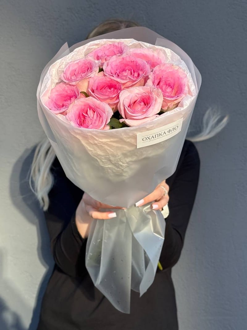 Букет розовых роз 9 шт. 50 см. "Нежность"