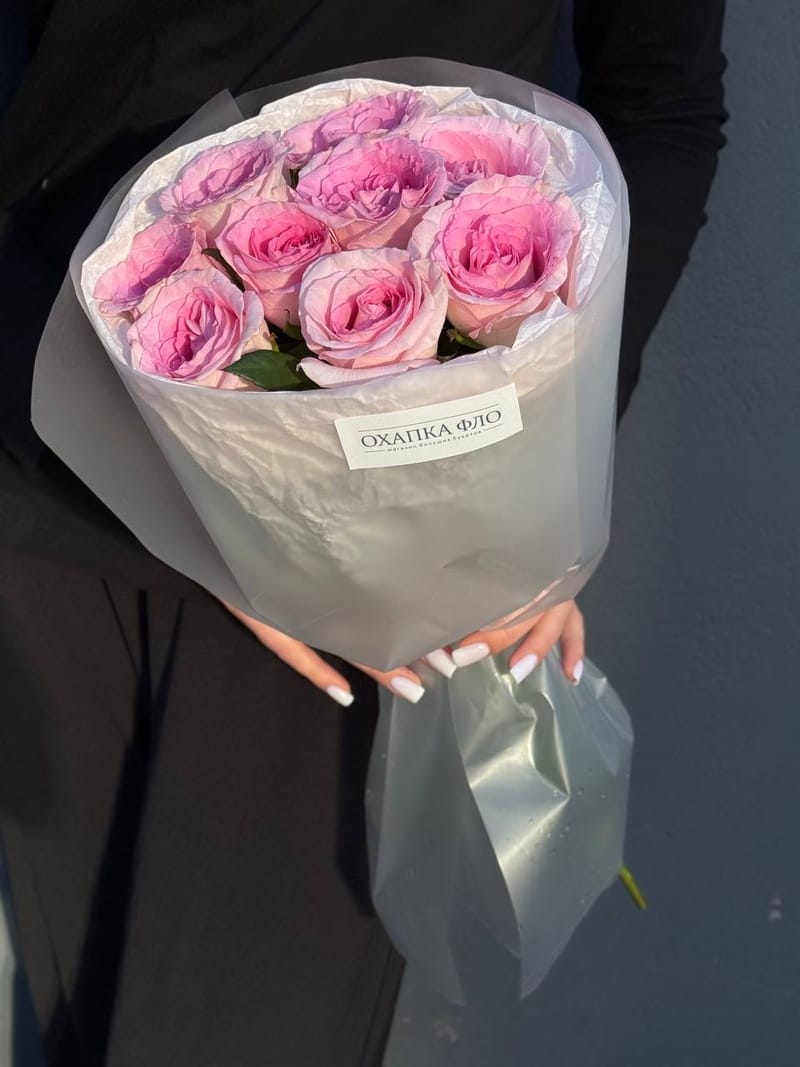 Букет розовых роз 9 шт. 50 см. "Нежность" — фото 2