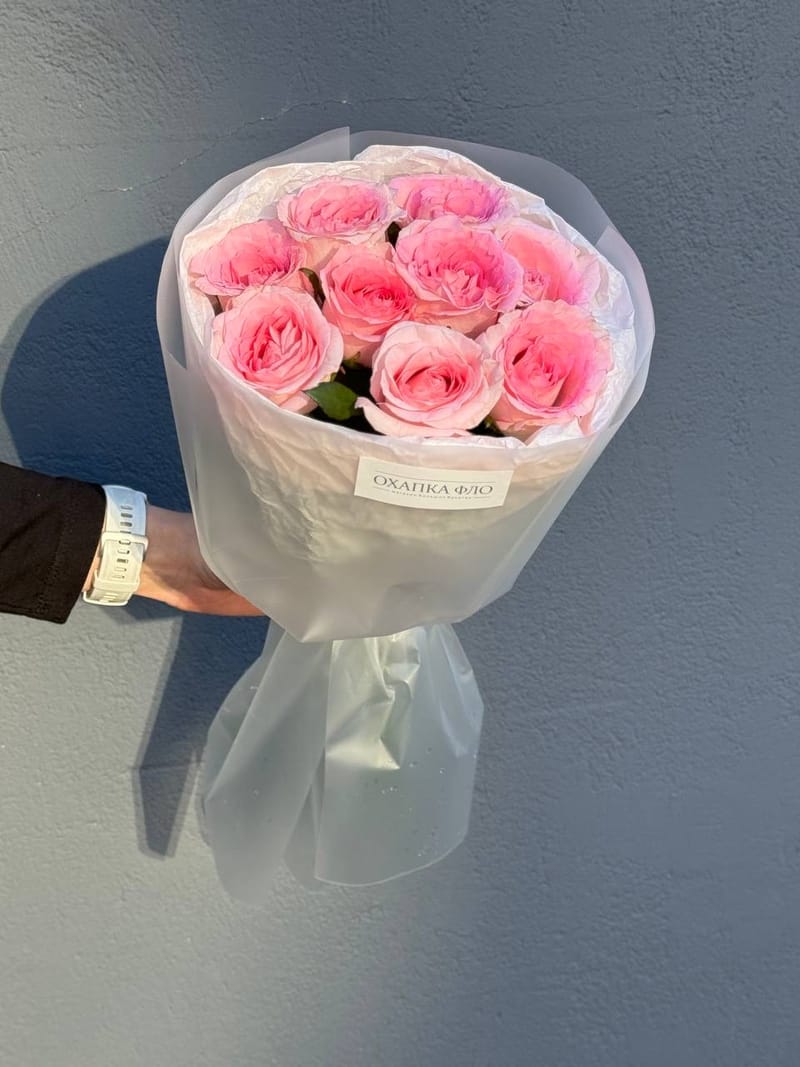 Букет розовых роз 9 шт. 50 см. "Нежность" — фото 3