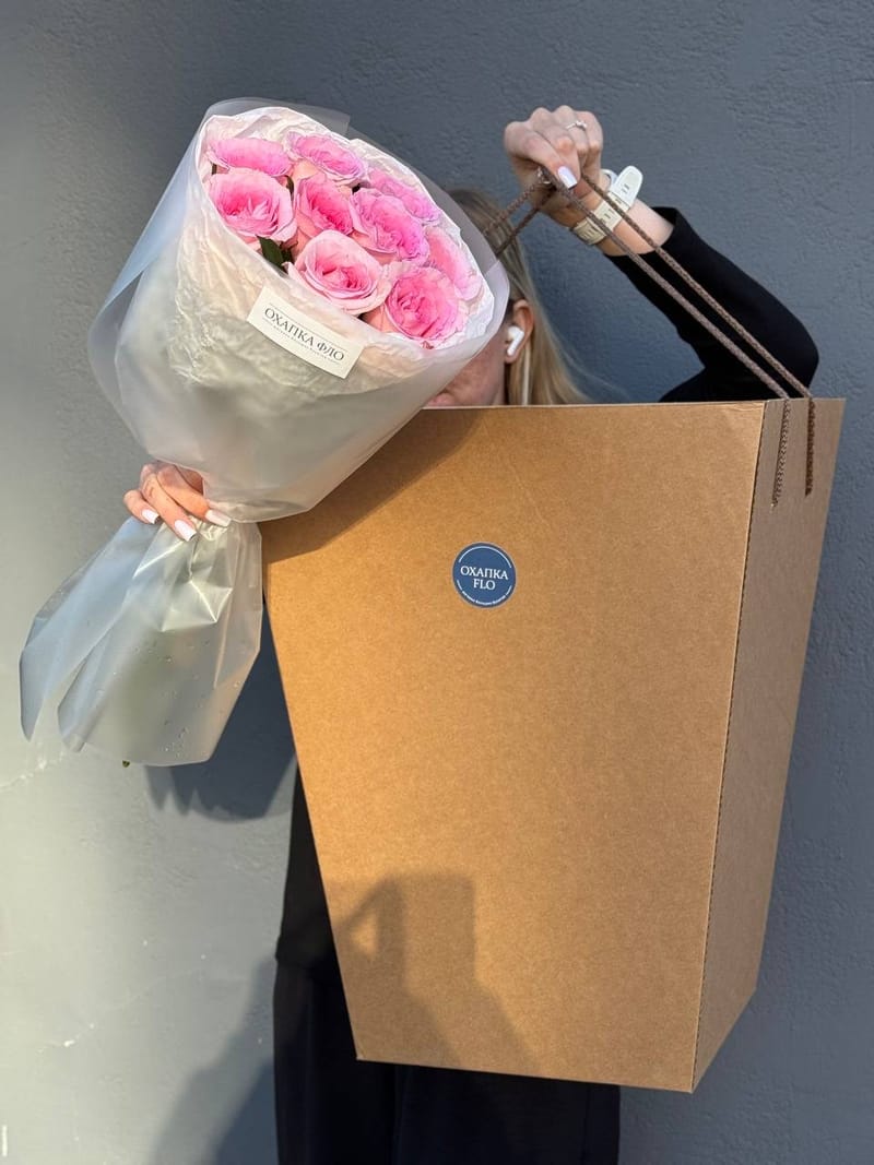 Букет розовых роз 9 шт. 50 см. "Нежность" — фото 6