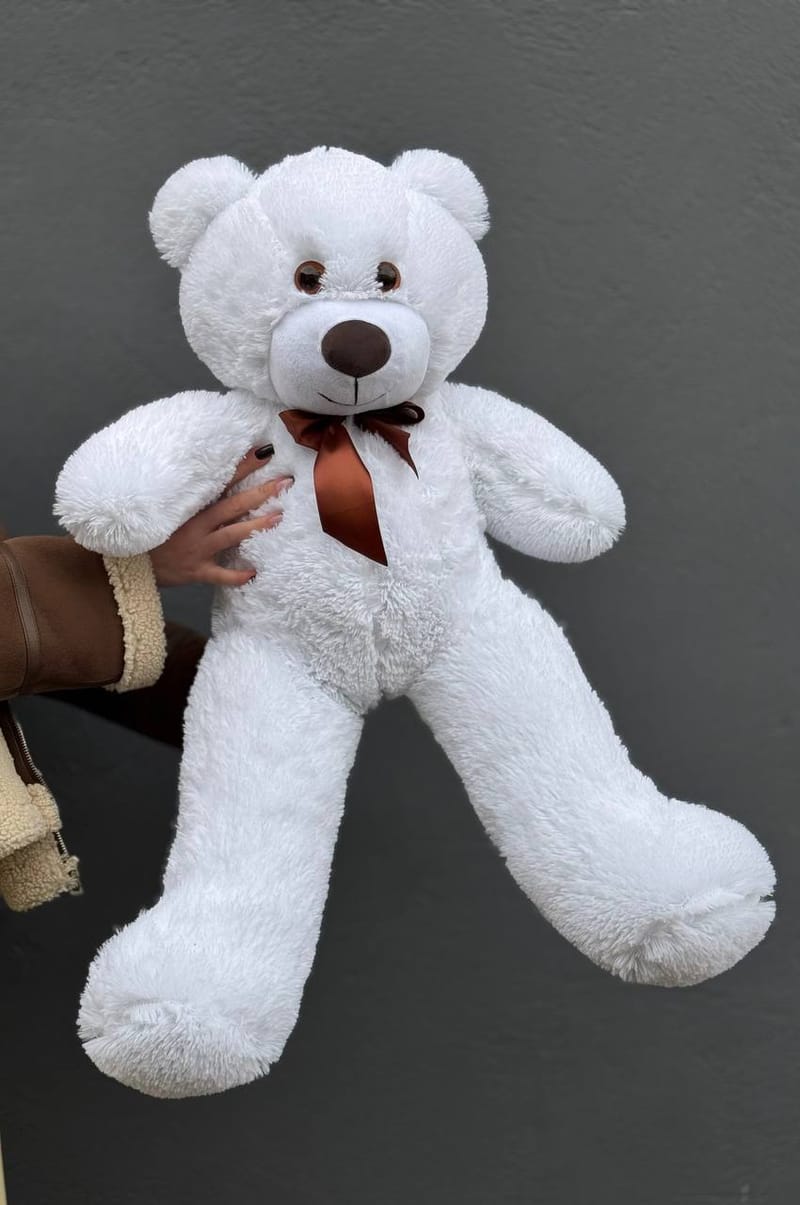 Мишка плюшевый белый, 80см — фото 2