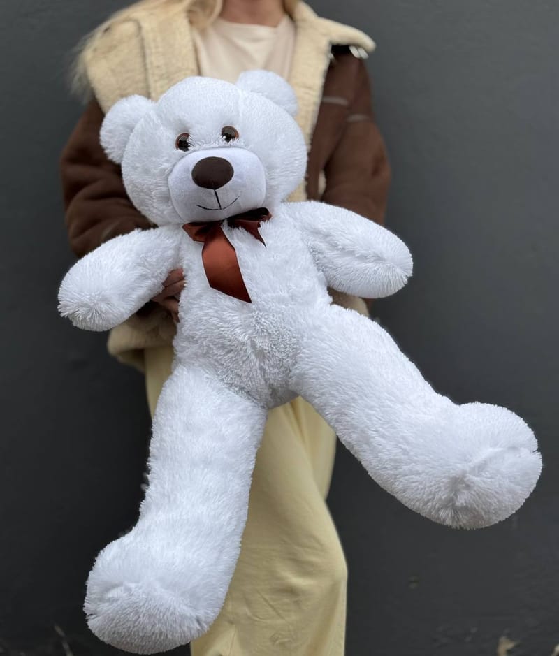 Мишка плюшевый белый, 80см — фото 3
