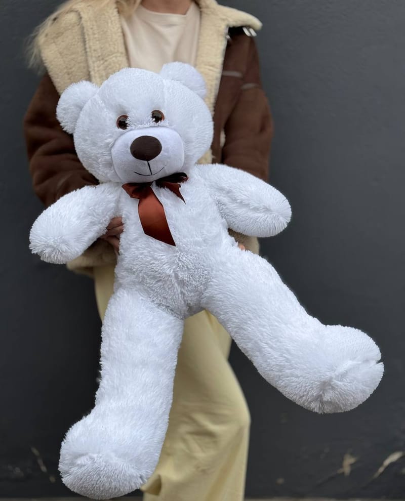 Мишка плюшевый белый, 80см — фото 4