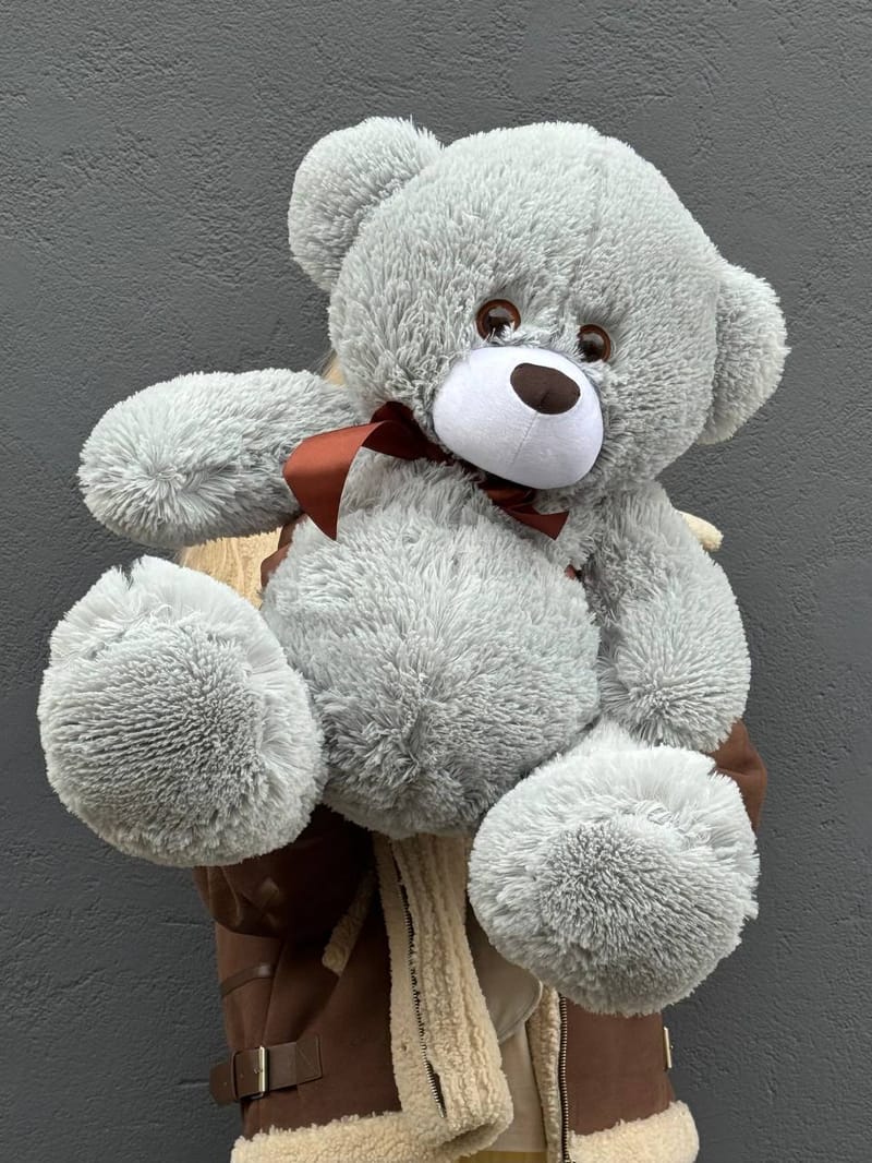 Мишка плюшевый серый, 60см — фото 2