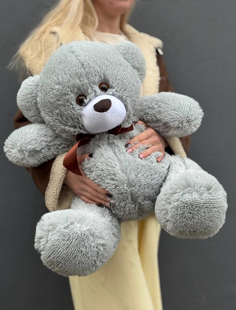 Мишка плюшевый серый, 60см — фото 3