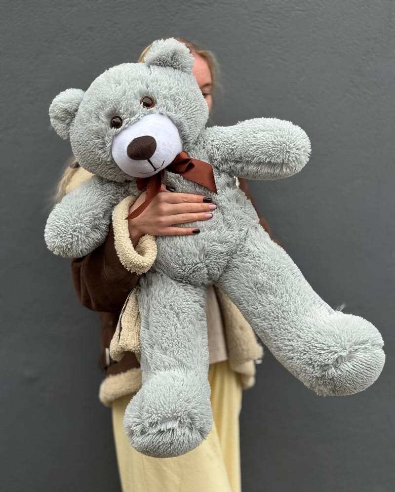 Мишка плюшевый серый, 80см