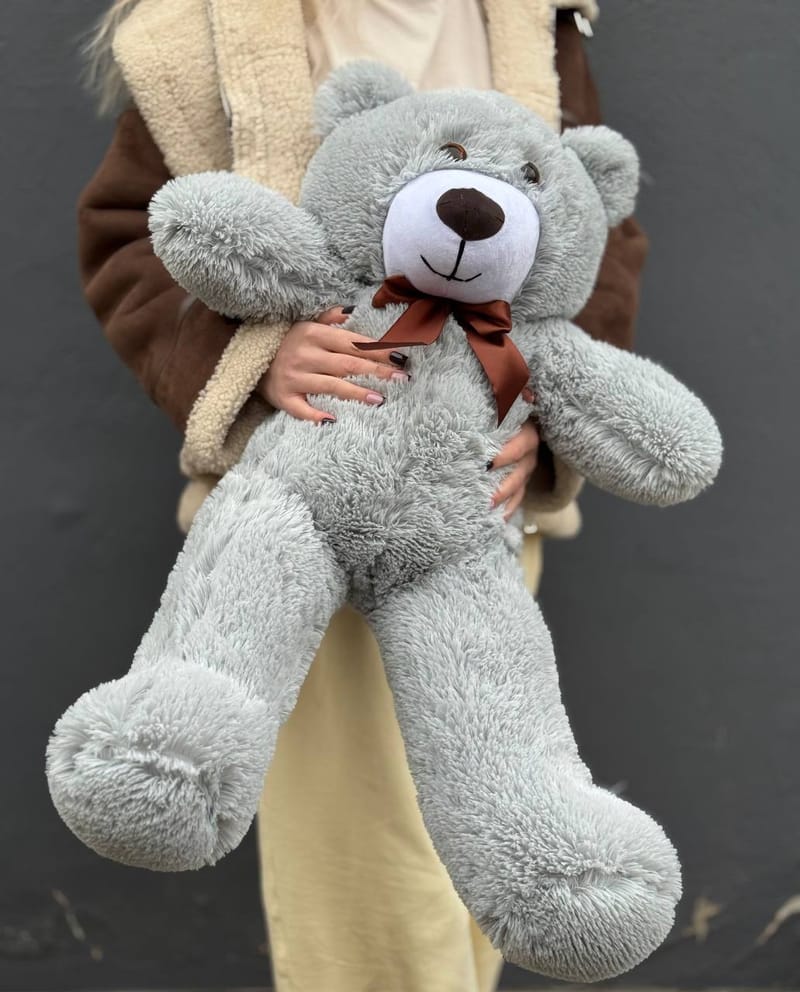 Мишка плюшевый серый, 80см — фото 3