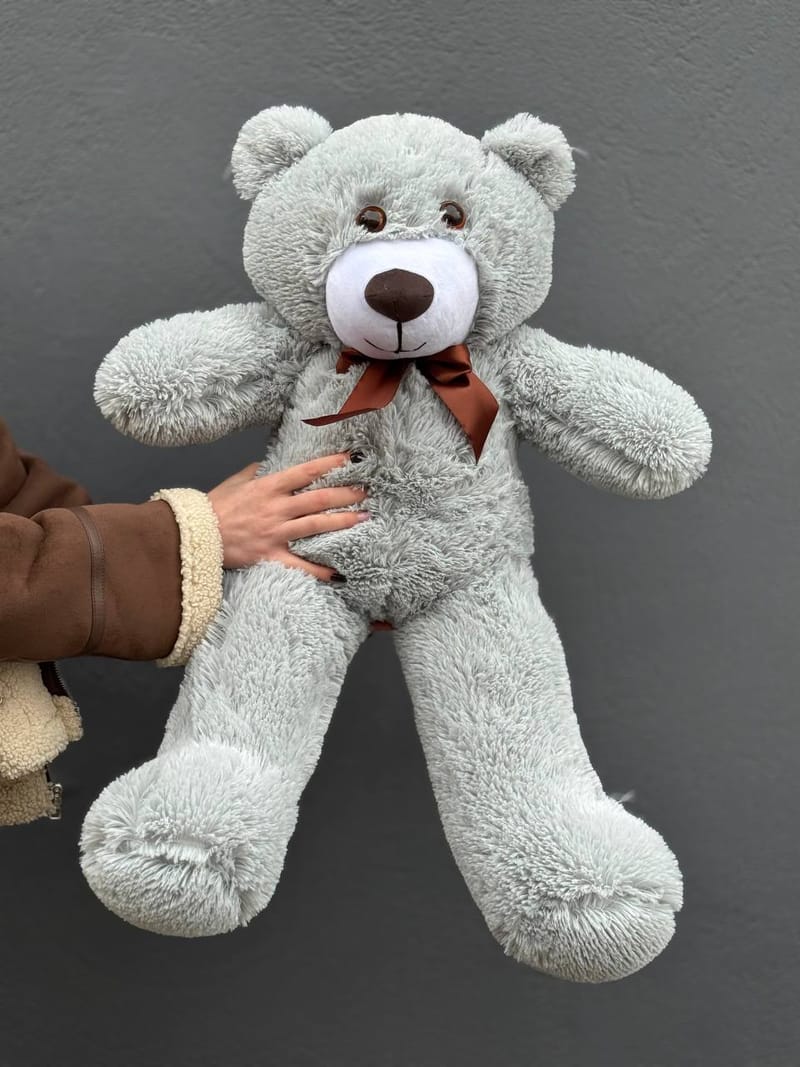 Мишка плюшевый серый, 80см — фото 4