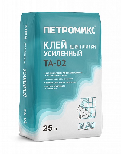 Клей для плитки усиленный ПЕТРОМИКС TA-02 25 кг