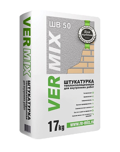 Vermix ШВ50 Штукатурка теплоизоляционная для внутренних работ 17 кг