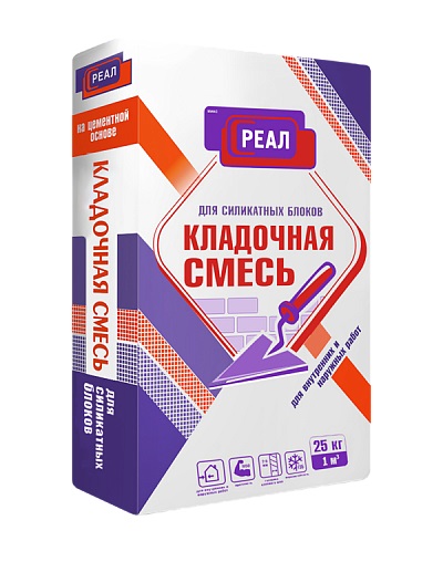 Кладочная смесь для силикатных блоков РЕАЛ 25 кг