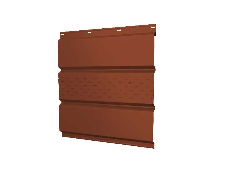 Софит металлический центральная перфорация 0,5 Satin с пленкой RAL8004 терракота