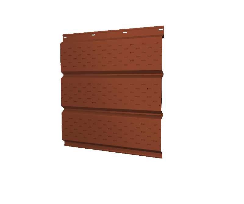 Софит металлический полная перфорация 0,5 Satin с пленкой RAL8004 терракота