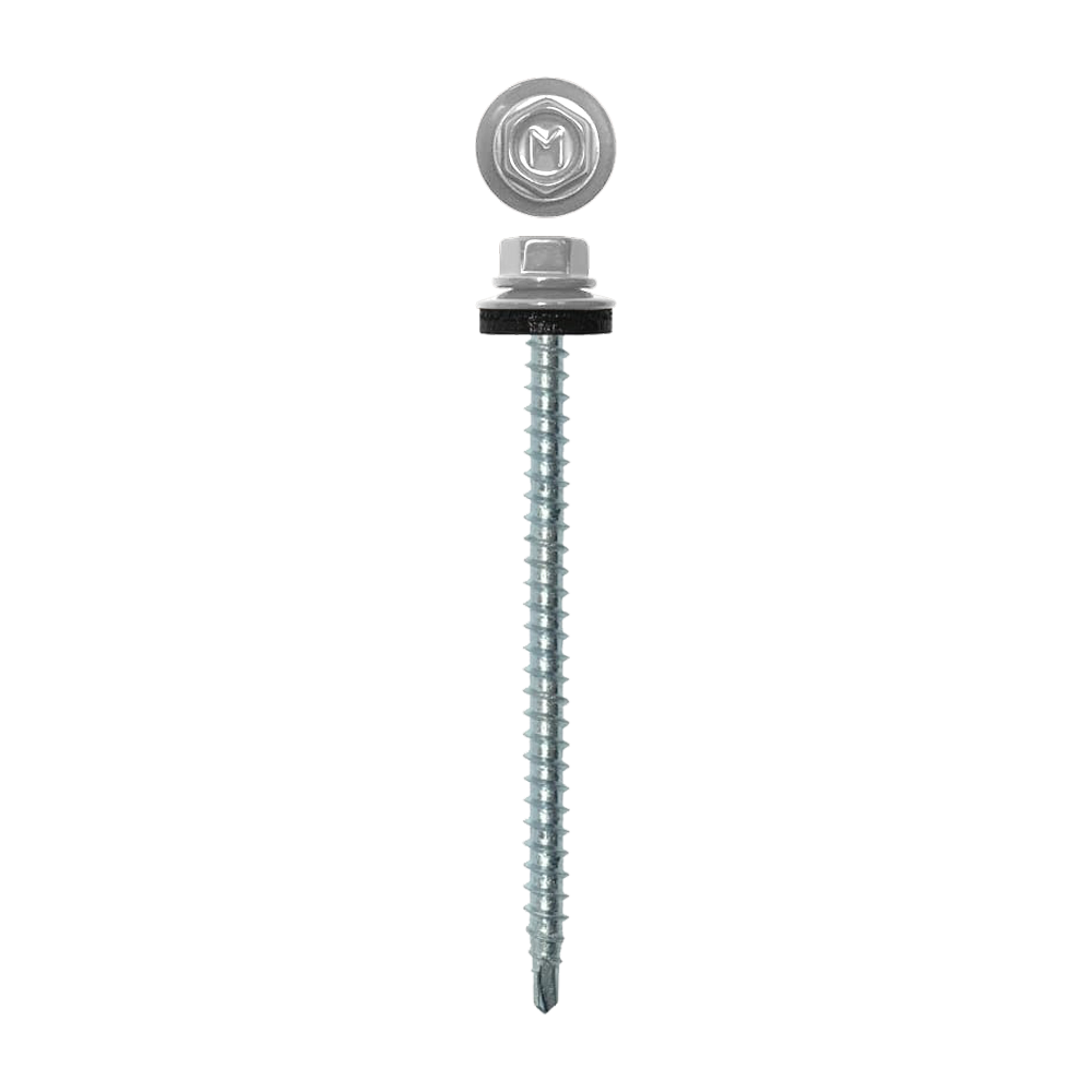 Саморез кровельный Daxmer 4,8х80 (100шт) сверло №1 RAL 9003