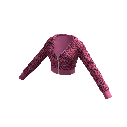 Tracksuit Hoodie Leopard Pink Euina Baddie Cropped