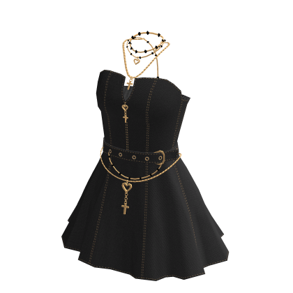 ♾️ Black & gold heavens rebellion goth dress 