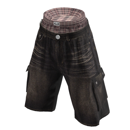 💗Y2K LAYERED BERMUDA DENIM PANTS_BROWN