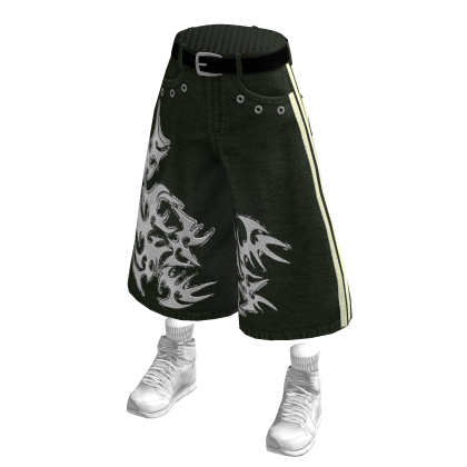 Green Baggy Y2k Jorts /w Sneakers