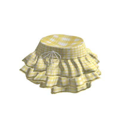 💜 Lovely Gingham Ruffled Mini Skirt _Yellow