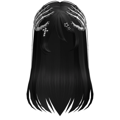 Emo Y2k Girl Goth Skull Hands Hair Black