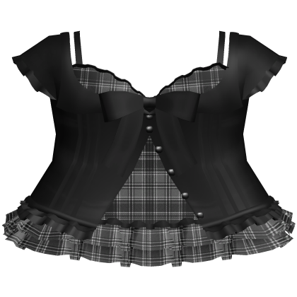 fatal protagonist button-up plaid dress black/grey