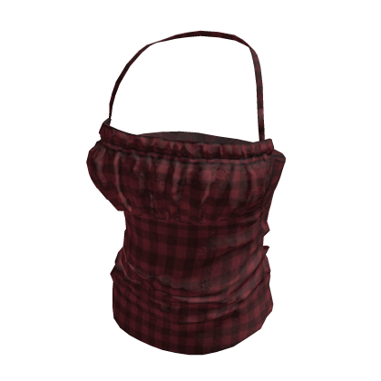 Ruched Halter Top_TOP552_plaid red y2k