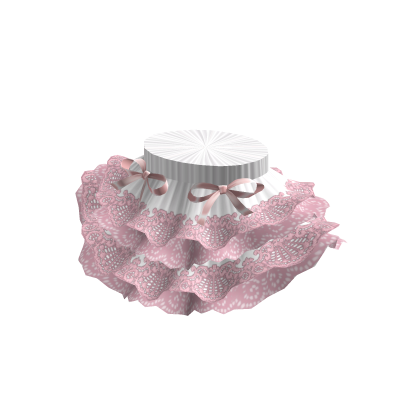 Ruffle Ribbon Lace Skirt White Pink
