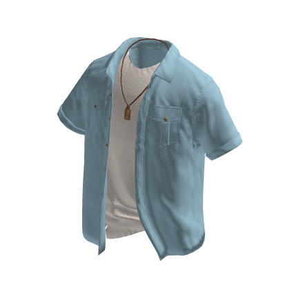 Open Button Up & Layered Tee (Light Blue)