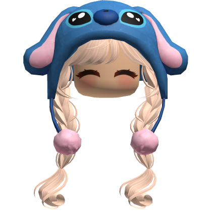 Blue Alien Beanie W/ Windy Braids&Face (Blonde)