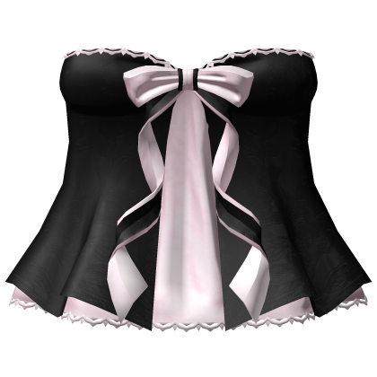 emo black lace dress & cute pink flowy bow 3.0