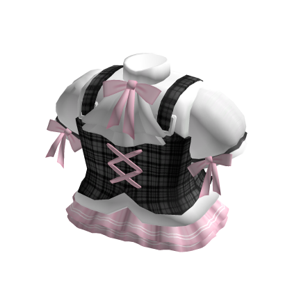 ♡ : pink plaid school girl dress w bows