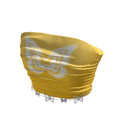 ✨ Y2K Butterfly Yellow Tee Tube Top w Chain