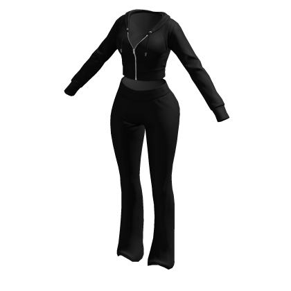 Tracksuit Black Euina Outfit Flared Pants Crop Top