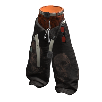 MJ - Layered Baggy Jeans Rust Skull
