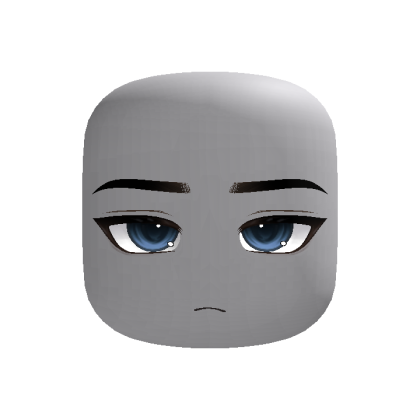 intimidating blue anime boy face (recolorable)