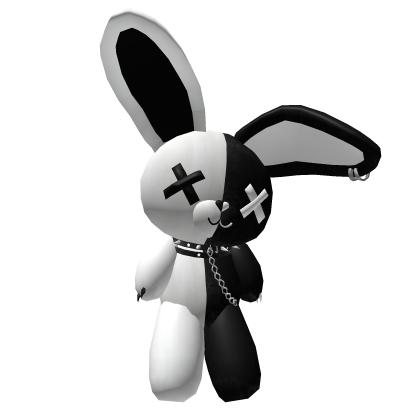 Huge White and Black Fluffy Bunny Plushie