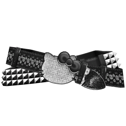 Y2K Studded Double Kitty Rhinestone Belt | Black/B